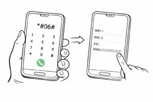 Wpisanie kodu *#06# na klawiaturze telefonu